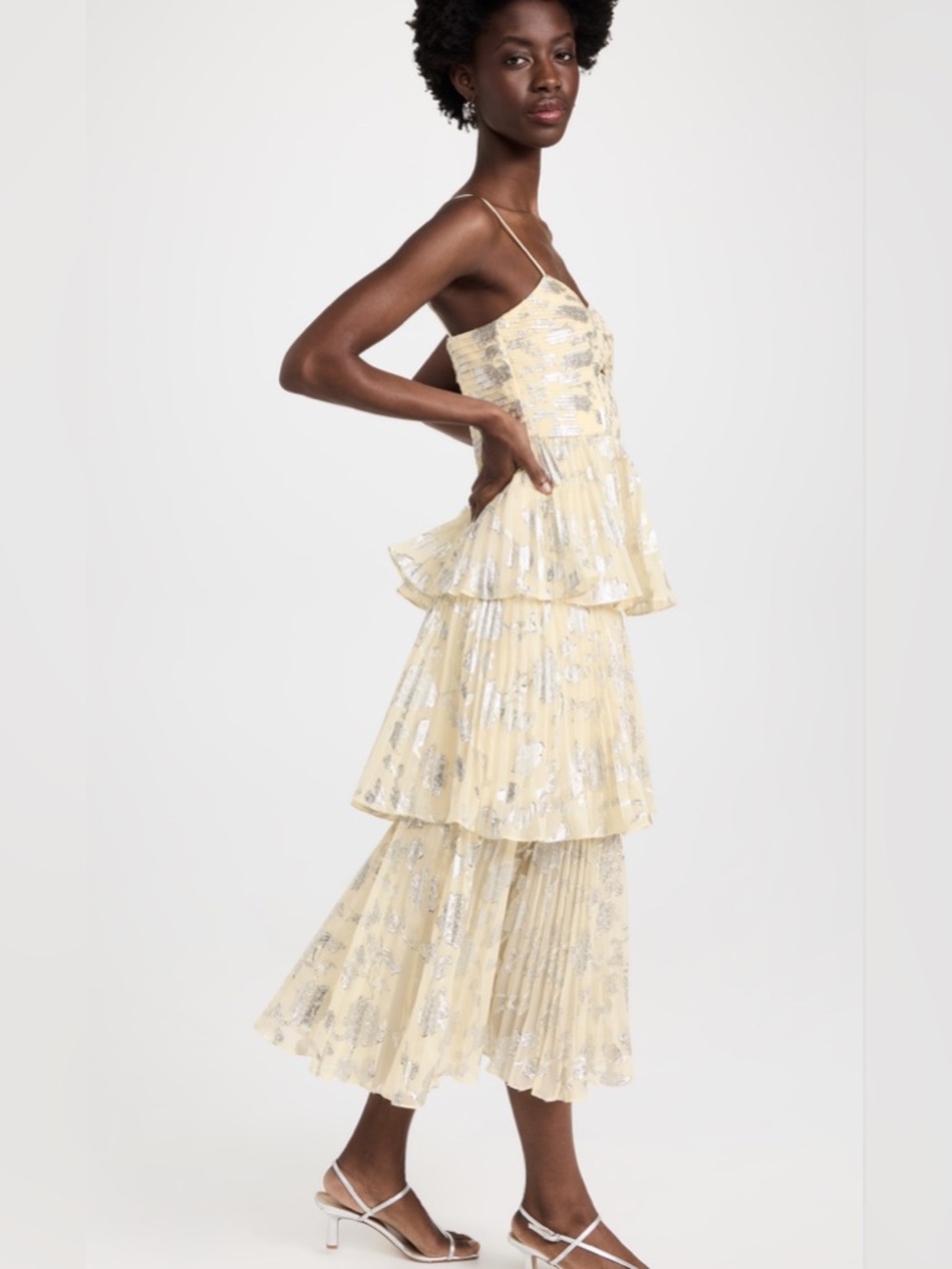 Self-Portrait  on sale🏷️ Metallic Jacquard Tiered Midi Dress US 8